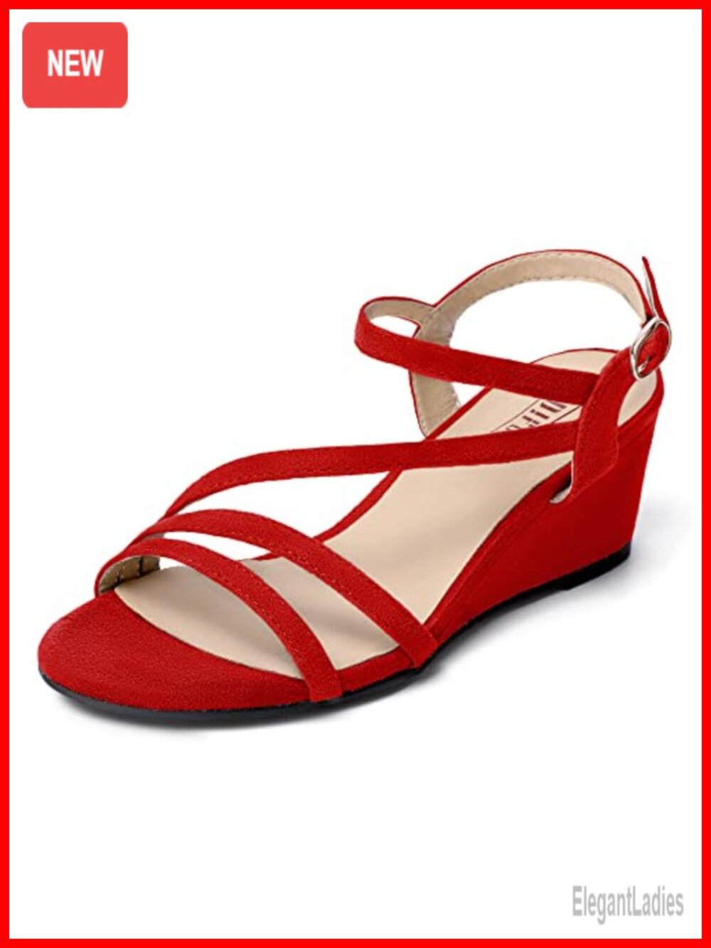 Wedge Heel Slingback Sandals 2 Inch Open Toe Ankle Strap Dressy